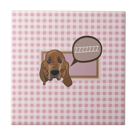 Slaperige bloedhond tegeltje (Voorkant)