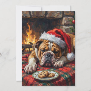 Slaperige Bulldog Hond Slaapt Zo Vast Sinterklaas Feestdagenkaart