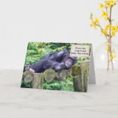 slaperige chimpansee voor humoristische verjaardag kaart (Gele Bloem)