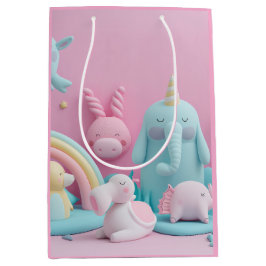 Slaperige dieren op roze medium cadeauzakje