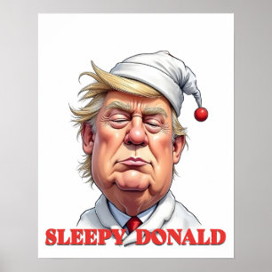 Slaperige Donald – Een Subtiele Politieke Karikatu Poster
