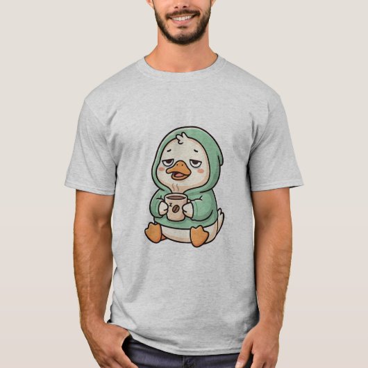Slaperige Eend Koffieliefhebber T-shirt (Voorkant)