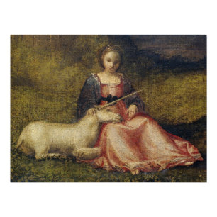 Slaperige Eenhoorn Antieke Mystieke Renaissance It Perfect Poster