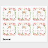 slaperige eenhoorn blozen bloesem Het is een meisj Vierkante Sticker (Vel)