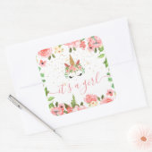 slaperige eenhoorn blozen bloesem Het is een meisj Vierkante Sticker (Envelop)