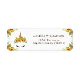 slaperige eenhoorn - zonnebloemige retournering etiket