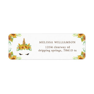 slaperige eenhoorn - zonnebloemige retournering etiket