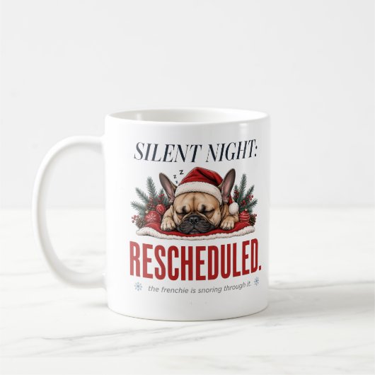 Slaperige Frenchie Kerst Citaat Mok Ontwerp (Links)