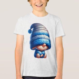 Slaperige gnoom dutje onder een paddenstoel Tri-Blend shirt