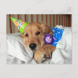 Slaperige Golden Retriever in Pyjama Verjaardag Briefkaart