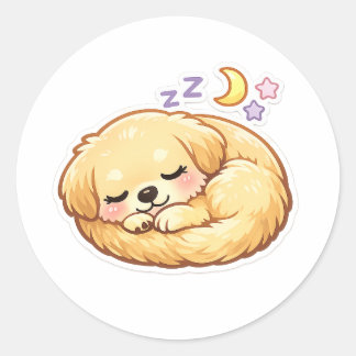 Slaperige Gouden Retriever Kawaii Sticker – Schatt