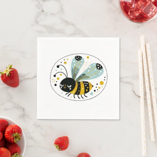 slaperige grillige bij servet (Insitu)