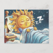 Slaperige grillige zonneschijn in bed briefkaart (Voorkant)