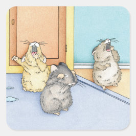 Slaperige hamsters vierkante sticker