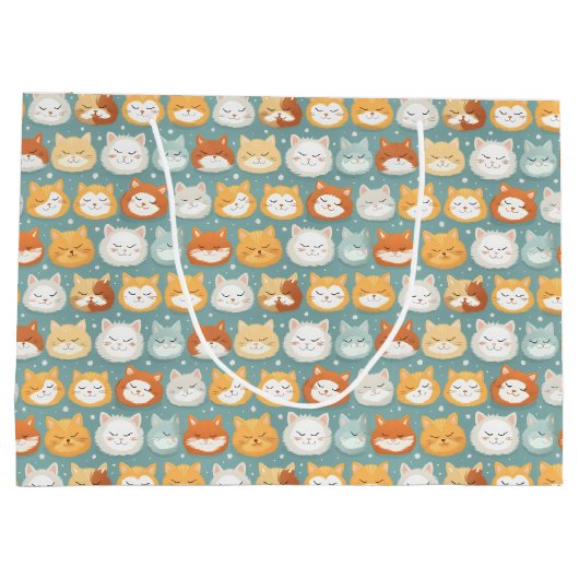 Slaperige hoofd katten hoofden groot cadeauzakje (Achterkant)