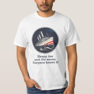 Slaperige Joe Stuurde de Golven: Maritieme Satire T-shirt