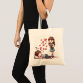 Slaperige jongen en meisje met bloemen tote bag (Voorkant (product))