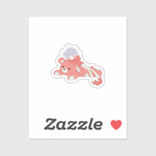 Slaperige Jongen met Reusachtige Knuffelbeer Sticker