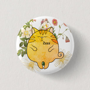 Slaperige kaneelkat ronde button 3,2 cm