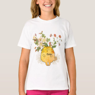 Slaperige kaneelkat t-shirt