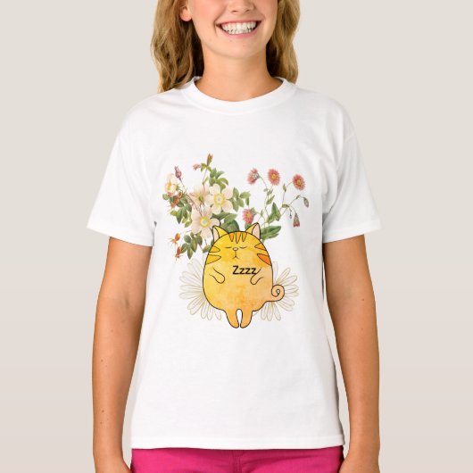 Slaperige kaneelkat t-shirt (Voorkant)