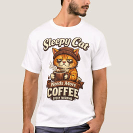 Slaperige Kat Heeft Elke Ochtend Meer Koffie Nodig T-shirt