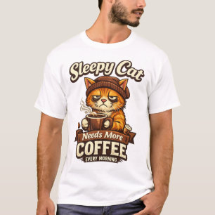 Slaperige Kat Heeft Elke Ochtend Meer Koffie Nodig T-shirt