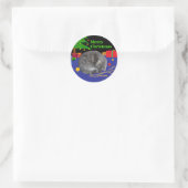 Slaperige kat Kerst-sticker Ronde Sticker (Tas)