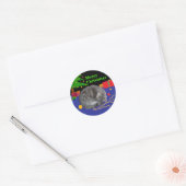 Slaperige kat Kerst-sticker Ronde Sticker (Envelop)
