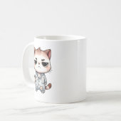 Slaperige kat met koffie, Grumpy Kitten, Pyjama Ca Koffiemok (Voorkant links)