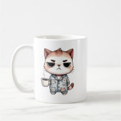 Slaperige kat met koffie, Grumpy Kitten, Pyjama Ca Koffiemok (Links)
