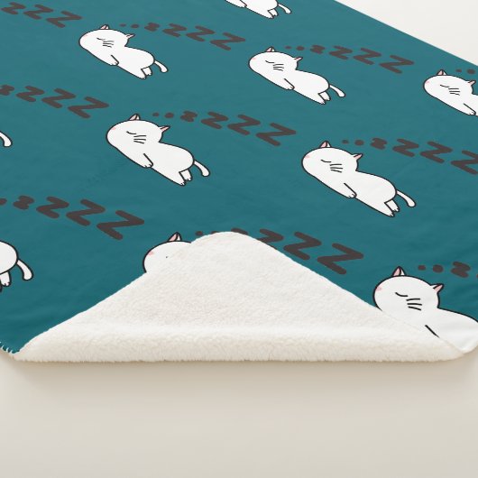 Slaperige kat sherpa deken (3/4)