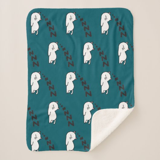 Slaperige kat sherpa deken (Voorkant)