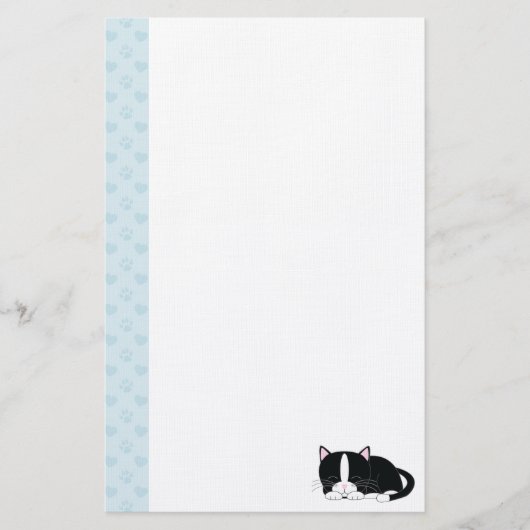 Slaperige Kat {Tuxedo} Briefpapier (Voorkant)