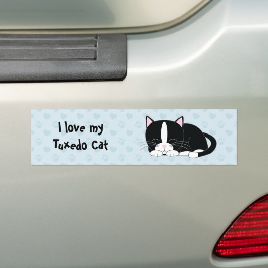 Slaperige Kat {Tuxedo} Bumpersticker (Op auto)