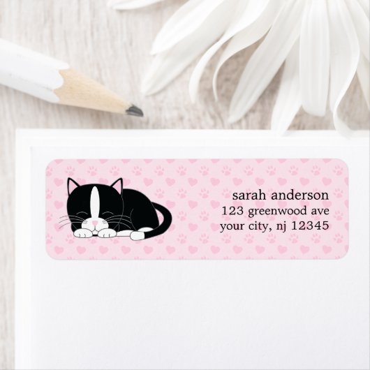 Slaperige Kat {Tuxedo} Etiket (Insitu)