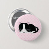 Slaperige Kat {Tuxedo} Ronde Button 5,7 Cm (Voorkant /achterkant)