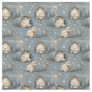 Slaperige Katten Onder Sterrenhemel Gezellig Blauw Stof