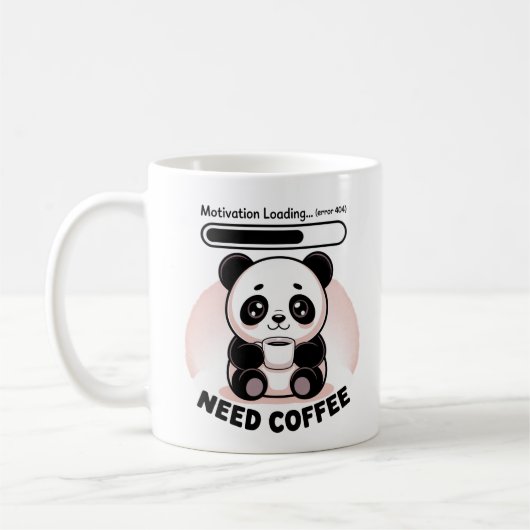 Slaperige Kawaii Panda Motivatie Laden  Koffiemok (Links)
