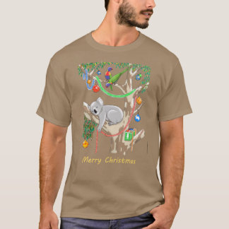 Slaperige Kerst Koala en Lorikeets T-shirt