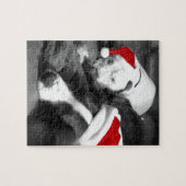 slaperige kerst pitbull puppy's schattig kerstman legpuzzel (Horizontaal)