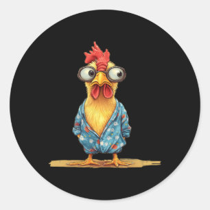 Slaperige Kip Wiegt Knus Slaapgoed Voor Jongens En Ronde Sticker