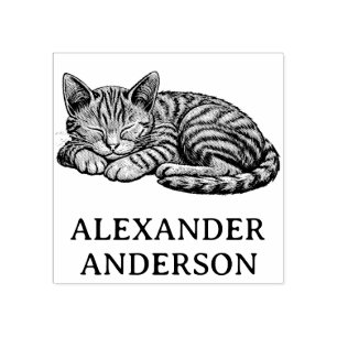 Slaperige Kitty Personaliseren Rubberstempel