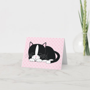 Slaperige Kitty {Tuxedo Kat} Gevouwen Bedankt Noti