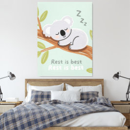 Slaperige Koala Rustige Kinderkamer Kunst Canvas Afdruk