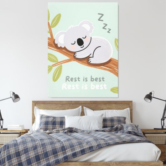Slaperige Koala Rustige Kinderkamer Kunst Canvas Afdruk (Insitu (Slaapkamer))