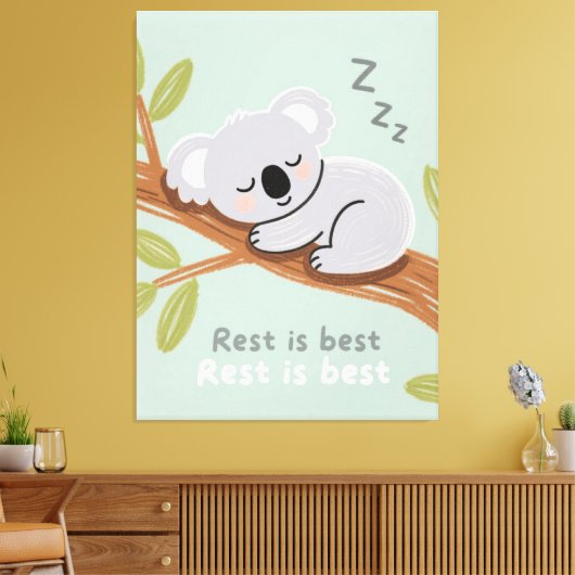 Slaperige Koala Rustige Kinderkamer Kunst Canvas Afdruk (Insitu (Woonkamer))