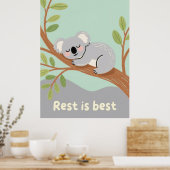 Slaperige Koala Rustige Kinderkamer Kunst Poster (Keuken)
