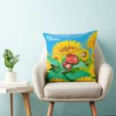 Slaperige lieveheersbeestje & zonnebloemen, aangep kussen (Stoel)