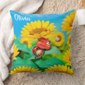 Slaperige lieveheersbeestje & zonnebloemen, aangep kussen (Deken)